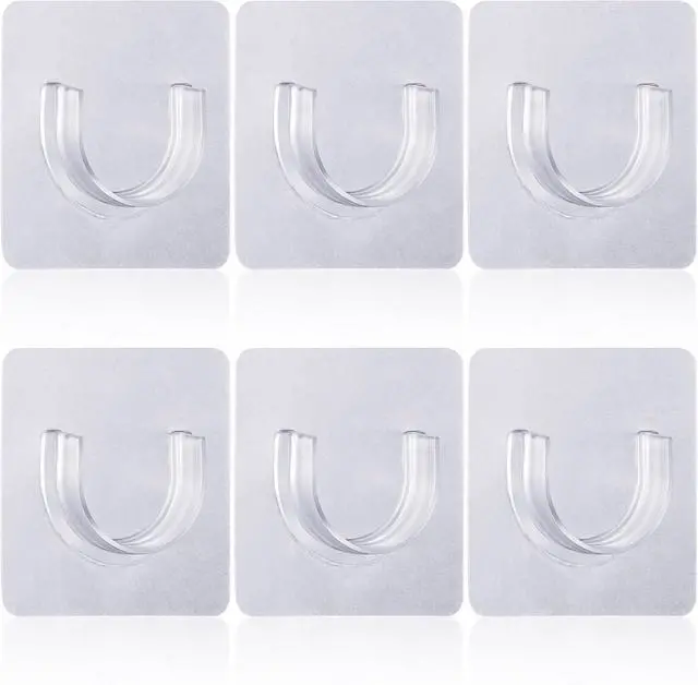 Main image of 6pcs Self-Adhesive Shower Rod Holder, Clear Invisible Curtain Rod Bracket, No Drilling Wall Mount Tension Rod Retainer for Bathroom Kitchen Bedroom