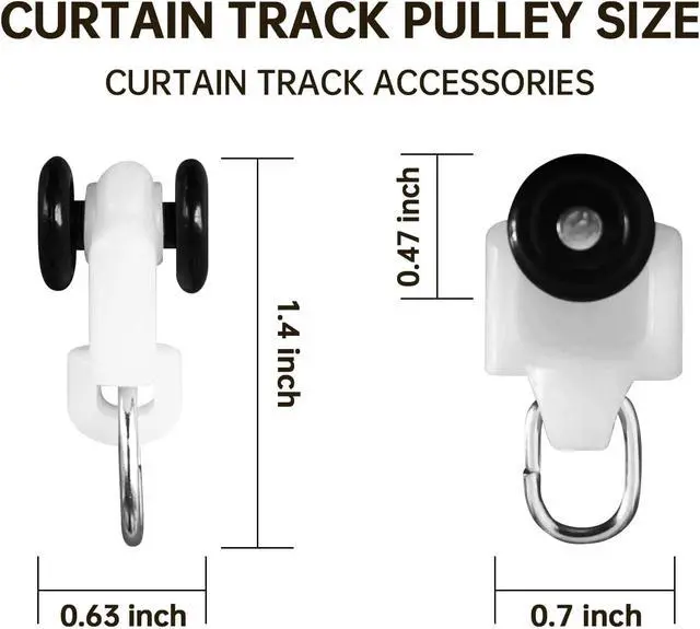 Alt view image 2 of 3 - Hoeflife Ceiling Curtain Track Pulleys, 20PCS, Curtain Track Ceiling Mount, Room Divider Curtain Rod or Wall with Rolling Hooks, Ceiling Shower Curtain Tracks Perfect for Privacy in Open Rooms