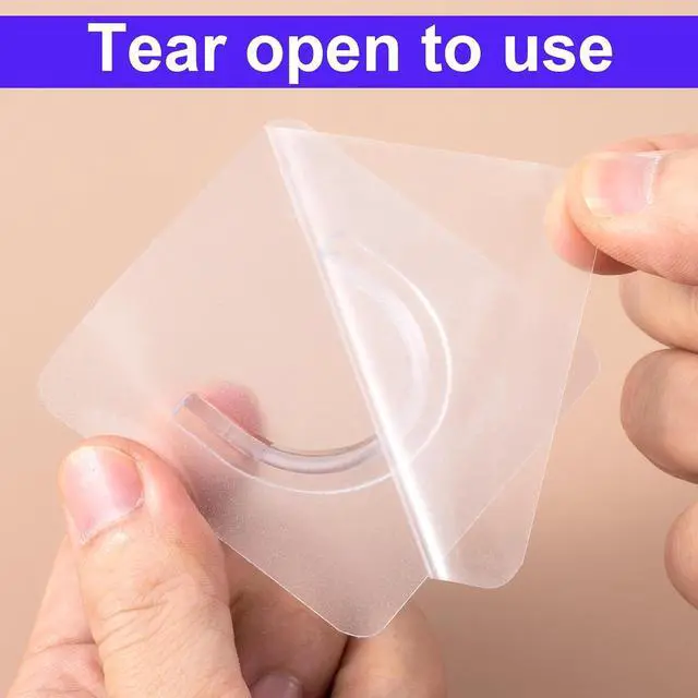 Alt view image 4 of 6 - 6pcs Self-Adhesive Shower Rod Holder, Clear Invisible Curtain Rod Bracket, No Drilling Wall Mount Tension Rod Retainer for Bathroom Kitchen Bedroom