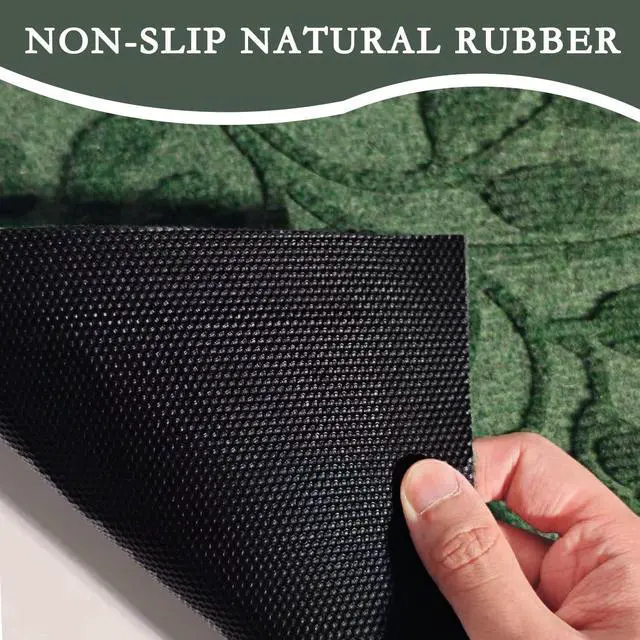 Alt view image 7 of 7 - Green Leaves Ivy Scroll Outdoor Indoor Entrance Door mat, Durable Absorbent Mud Scraper Mat for Front Door, Thick Natural Rubber Back, Easy Clean Entryway Welcome Mat 17x30 Inch, Low Profile
