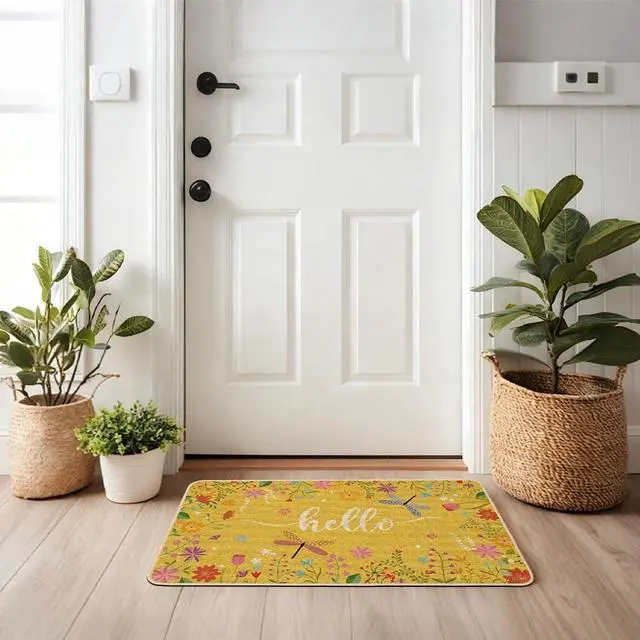 Alt view image 7 of 7 - Baccessor Spring Summer Door Mat 17x29 inch, Yellow Flower Welcome Doormat Rug for Floor Non Slip Rubber Backing Floor Mat for Indoor Outdoor