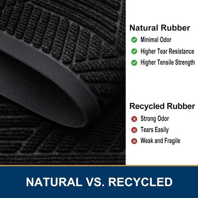 Alt view image 5 of 7 - Smiry Front Door Mat Outside Entrance, Low Profile Rubber Doormat, 29.5x17 | Irregular Triangle, Black, Sturdy Heavy Duty Mat Trap Dirt and Moisture, Easy Clean for Indoor Outdoor Entry