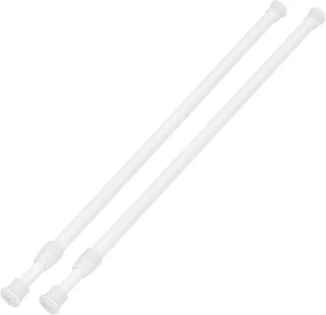 Main image of 2 Pack Small Tension Curtain Rod, Short Adjustable Extendable | Spring Loaded Rods for Windows Cabinet Blinds Closet Bedroom Kitchen Bathroom Door No Drilling, 15.7-28 Inch, White