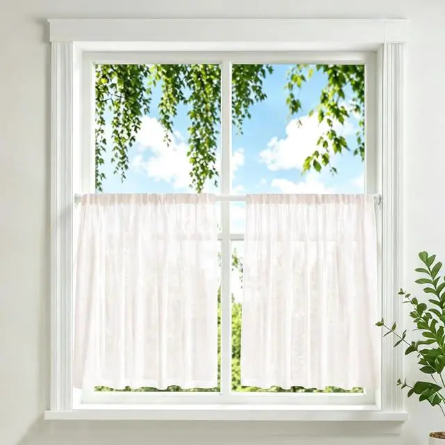 Alt view image 2 of 7 - 2 Pack Small Tension Curtain Rod, Short Adjustable Extendable | Spring Loaded Rods for Windows Cabinet Blinds Closet Bedroom Kitchen Bathroom Door No Drilling, 15.7-28 Inch, White