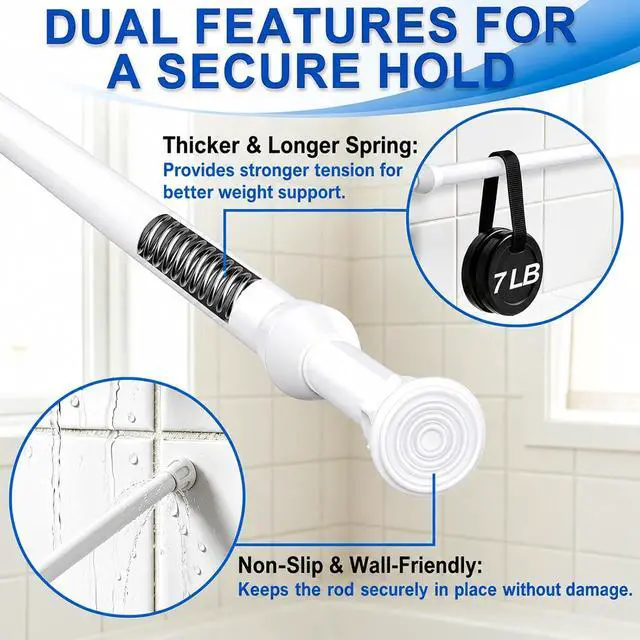 Alt view image 5 of 7 - 2 Pack Small Tension Curtain Rod, Short Adjustable Extendable | Spring Loaded Rods for Windows Cabinet Blinds Closet Bedroom Kitchen Bathroom Door No Drilling, 15.7-28 Inch, White