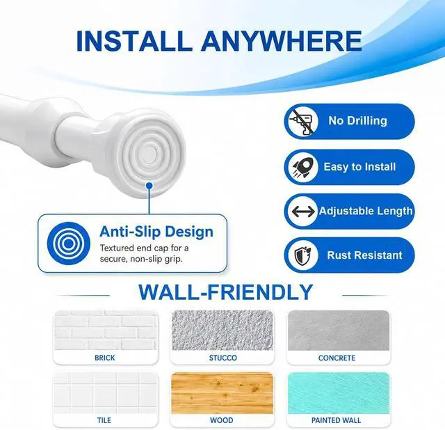 Alt view image 6 of 7 - 2 Pack Small Tension Curtain Rod, Short Adjustable Extendable | Spring Loaded Rods for Windows Cabinet Blinds Closet Bedroom Kitchen Bathroom Door No Drilling, 15.7-28 Inch, White