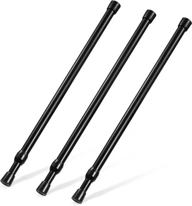 Main image of Tension Rod 16 to 28 Inch, Goowin Small Tension Rod, 5/8" Diameter No Drilling Expandable Short Tension Rods Spring Rods, Tension Rods for Closet, Cupboard, Hanging Clothes, 3 Pack, Black