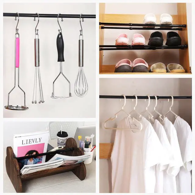Alt view image 2 of 7 - Tension Rod 16 to 28 Inch, Goowin Small Tension Rod, 5/8" Diameter No Drilling Expandable Short Tension Rods Spring Rods, Tension Rods for Closet, Cupboard, Hanging Clothes, 3 Pack, Black