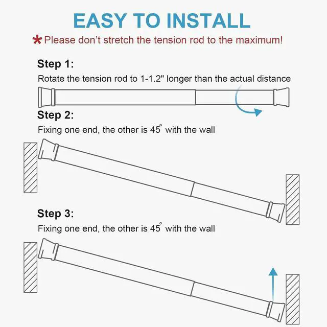 Alt view image 6 of 7 - Tension Rod 16 to 28 Inch, Goowin Small Tension Rod, 5/8" Diameter No Drilling Expandable Short Tension Rods Spring Rods, Tension Rods for Closet, Cupboard, Hanging Clothes, 3 Pack, Black
