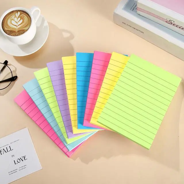Alt view image 2 of 7 - 12 Pack Lined Sticky Notes 4x6 in Bright Colors Self-Stick Note Pads with Lines, Colorful Bulk Sticky Memo Pad for School, Office, Meeting