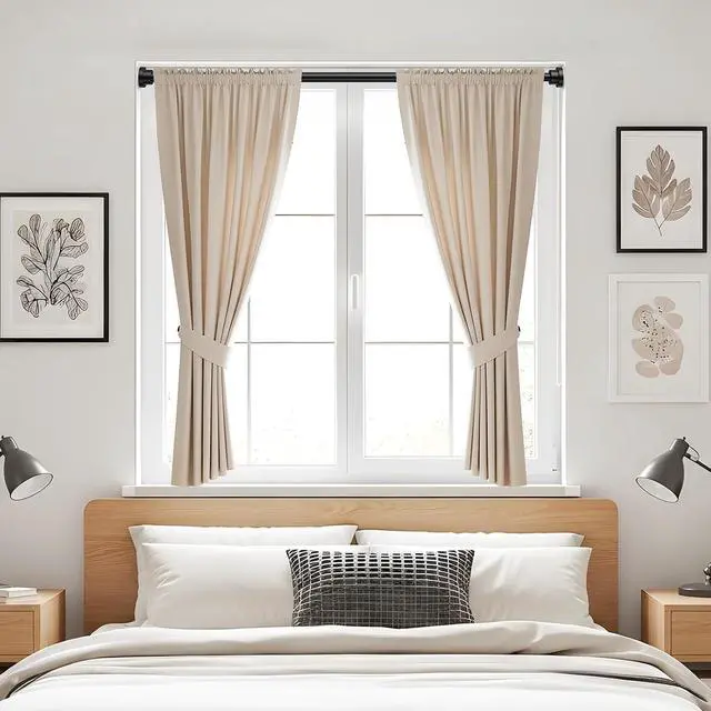 Alt view image 7 of 7 - AIZESI 1Pack Tension Curtain Rod 32 to 51 Inch No Drilling Adjustable Spring Loaded Curtain Rods for Window Bedroom Doorway Closet, Black