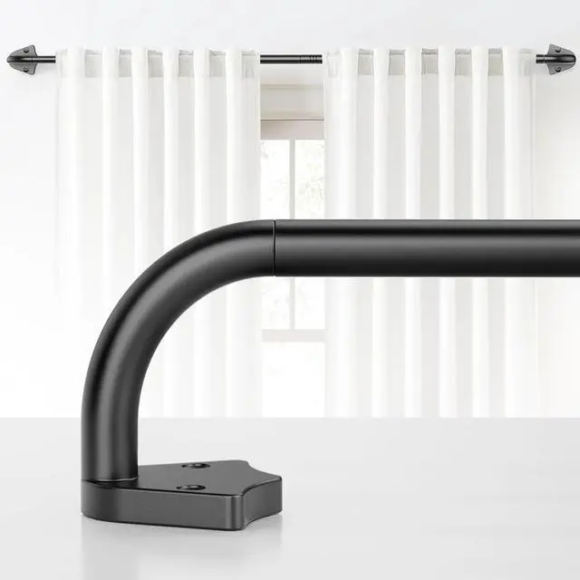 Main image of Blackout Curtain Rods for Windows 36"-48", 5/8 inch Small Matte Black Wrap Around Curtain Rod Curved Room Darkening Single Window Rod for Bedroom Kitchen(36"-48")