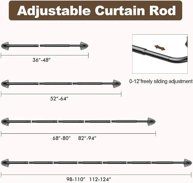 Alt view image 4 of 7 - Blackout Curtain Rods for Windows 36"-48", 5/8 inch Small Matte Black Wrap Around Curtain Rod Curved Room Darkening Single Window Rod for Bedroom Kitchen(36"-48")