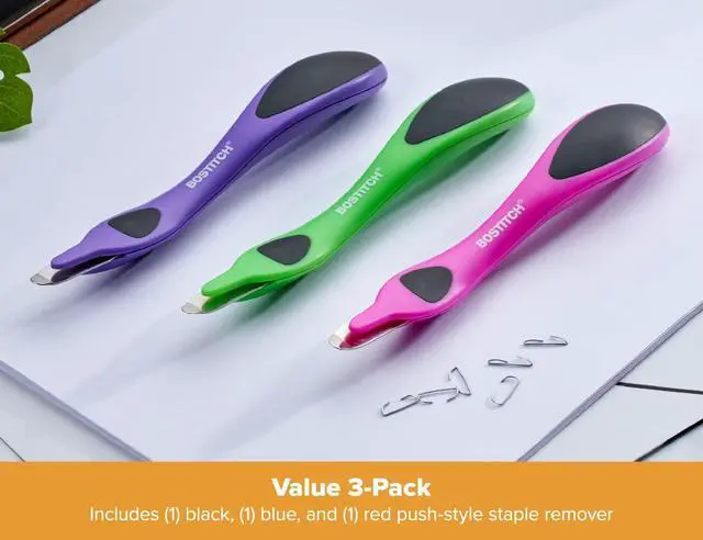 Alt view image 7 of 7 - Bostitch Professional Magnetic Easy Staple Remover, Neon Colors, 3 Pack | Staple Remover Tool for Home & School