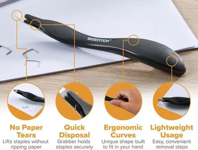 Alt view image 6 of 7 - Bostitch Office Easy Staple Remover, Magnetic Tip, 3-Pack (40000M-BLK-3PK)