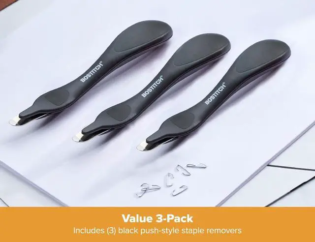Alt view image 7 of 7 - Bostitch Office Easy Staple Remover, Magnetic Tip, 3-Pack (40000M-BLK-3PK)