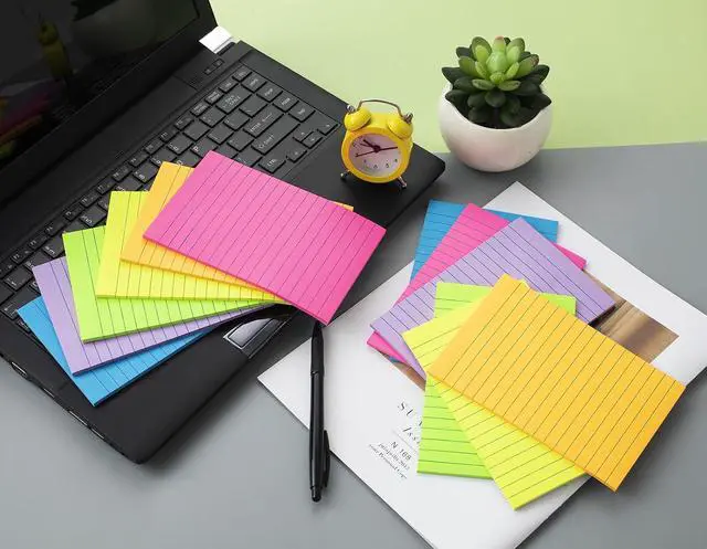 Alt view image 4 of 7 - (12 Pack) Lined Sticky Notes 4x6 in,Bright Large Notepads with Lines | Ruled Stickies Super Sticking Power,Office School Memo Note Pads,Post on Windows Doors,Recyclable,Easy to Write on