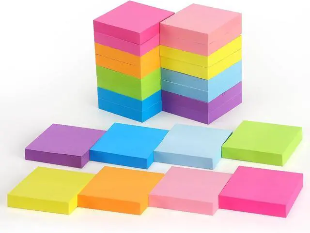Main image of Sticky Notes 2x2 inch, 8 Bright Colors, 24 Pads, 60 Sheets/Pad | Total 1440 Sheets