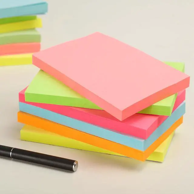 Alt view image 4 of 6 - 480 Sheets 3 in x 5 in Large Sticky Notes, 76 x 127 mm 6 Pads Assorted Self-Stick Pads for Notebook,Office,School and Home,80 Sheets/Pad (6 Pads Brillant)