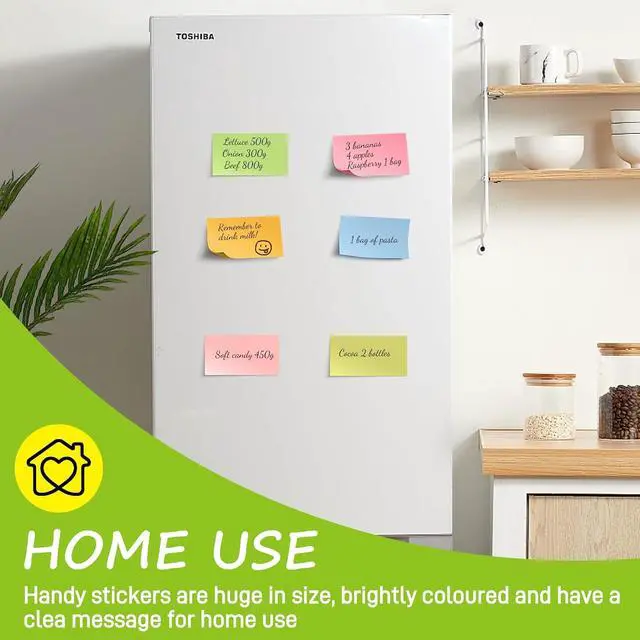 Alt view image 6 of 6 - 480 Sheets 3 in x 5 in Large Sticky Notes, 76 x 127 mm 6 Pads Assorted Self-Stick Pads for Notebook,Office,School and Home,80 Sheets/Pad (6 Pads Brillant)