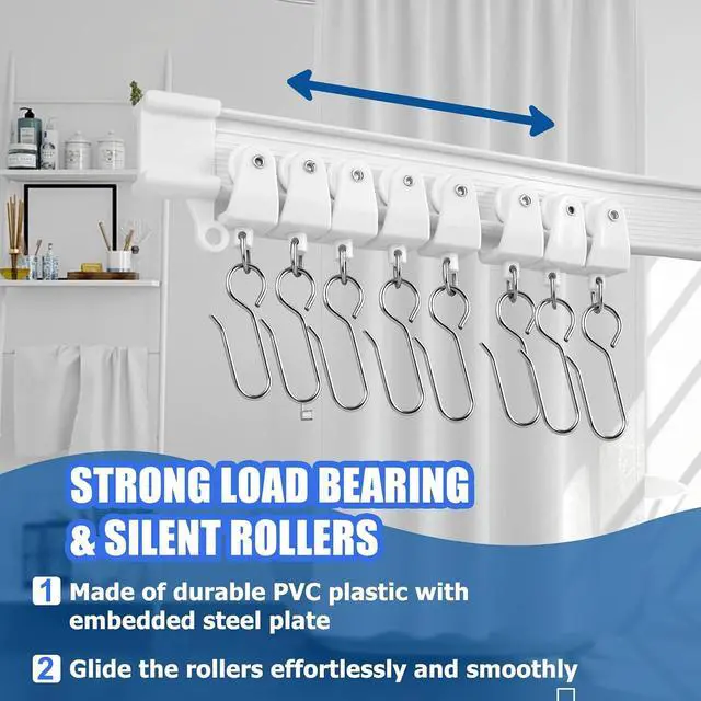 Alt view image 4 of 7 - Flexible Ceiling Curtain Track 3m/9.8ft - Bendable PVC with Embedded Steel Plate, Heavy Duty Ceiling Mounted Curtain Track for Windows, Room Divider, RV, Shower