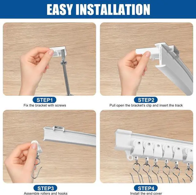 Alt view image 6 of 7 - Flexible Ceiling Curtain Track 3m/9.8ft - Bendable PVC with Embedded Steel Plate, Heavy Duty Ceiling Mounted Curtain Track for Windows, Room Divider, RV, Shower