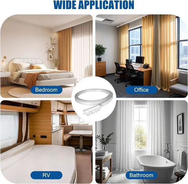 Alt view image 7 of 7 - Flexible Ceiling Curtain Track 3m/9.8ft - Bendable PVC with Embedded Steel Plate, Heavy Duty Ceiling Mounted Curtain Track for Windows, Room Divider, RV, Shower