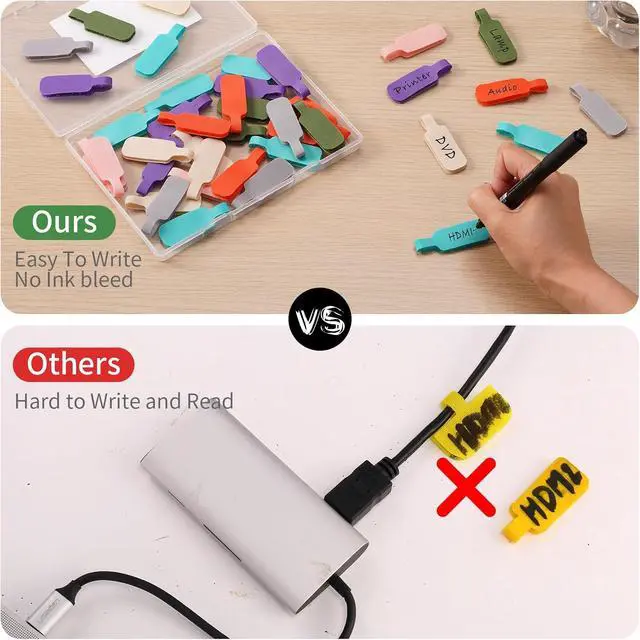 Alt view image 5 of 7 - Trilancer Cable Cord Labels Large Size for Wire Organizing & Identification | Multicolored Handwriting Cable Tags, Reusable for Multiple Uses -35 PCS