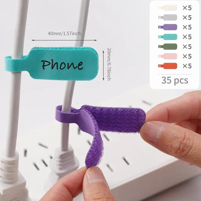 Alt view image 3 of 7 - Trilancer Cable Cord Labels Large Size for Wire Organizing & Identification | Multicolored Handwriting Cable Tags, Reusable for Multiple Uses -35 PCS