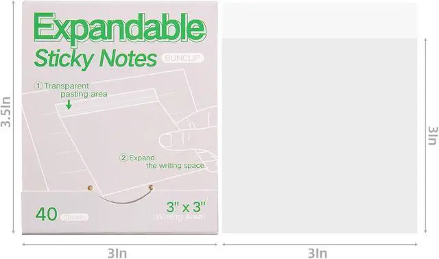 Alt view image 2 of 7 - Expandable Sticky Notes, 4 Pack 3×3 Inch White Self-Stick Pads | 40 sheets per pad with strong self-adhesion. Ideal for home, office, notebooks and daily memo organization use.
