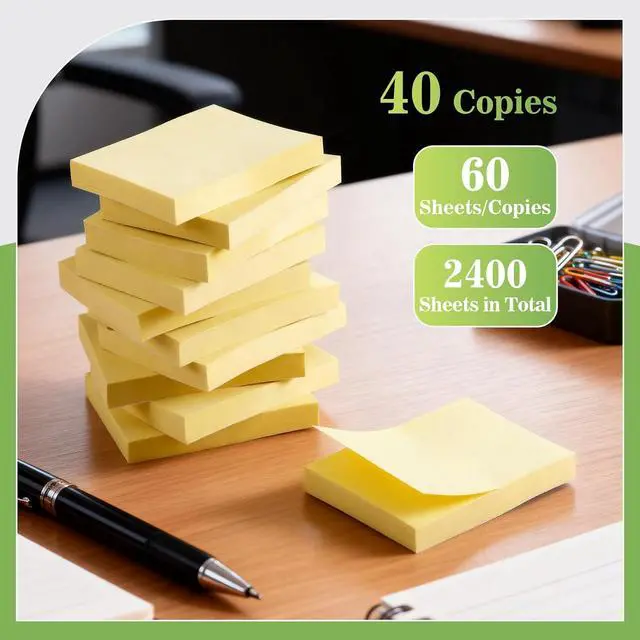 Alt view image 3 of 7 - (40 Pads) Sticky Notes 1.5x2 in,Classic Yellow Post Self Stick Pad Its, Clean Removal Sticky Pads Bulk for Office, Home, School,Teachers, Meeting, Notebooks