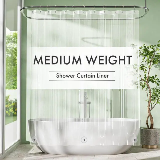 Main image of Amazer Extra Long Shower Curtain Liner 72 x 84 Clear Shower Liner Medium Weight PEVA Waterproof Inside Shower Curtains for Bathroom with 3 Magnets and Rustproof Grommets
