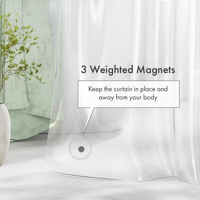 Alt view image 5 of 7 - Amazer Extra Long Shower Curtain Liner 72 x 84 Clear Shower Liner Medium Weight PEVA Waterproof Inside Shower Curtains for Bathroom with 3 Magnets and Rustproof Grommets