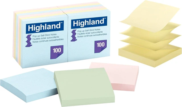 Alt view image 2 of 2 - Highland Pop-up Notes, 3 in x 3 in, Assorted Pastel Colors, 12 Pads/Pack