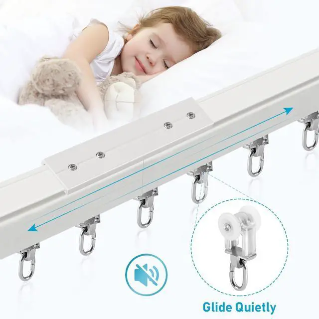 Alt view image 3 of 4 - Curtain Track Rollers, 20pcs Curtain Track Gliders, Dual Wheel Roller Carriers for Ceiling or Wall Mounted Curtain Track, Shower RV Garage Divider Track