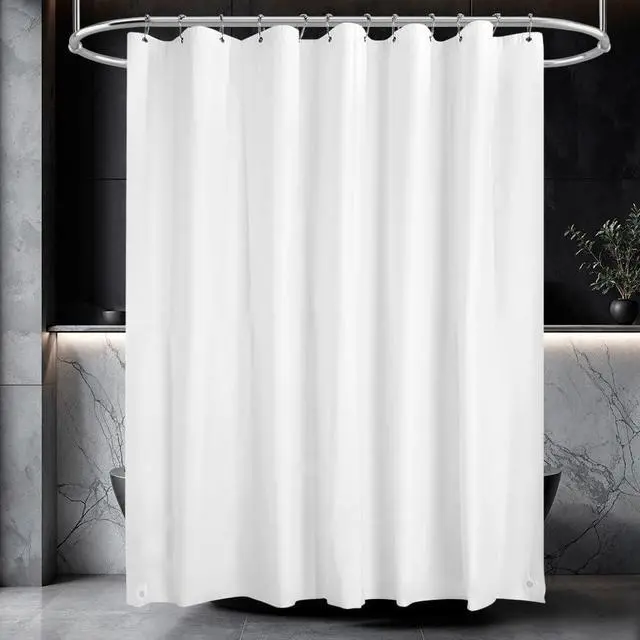 Main image of White Shower Curtain Liner, 72" x 72" White Bathroom Shower Showroom Curtain Liner with Rustproof Metal Gromments and Weighted Magnet