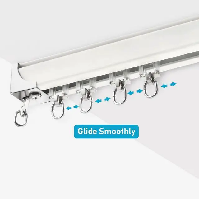 Alt view image 4 of 4 - Curtain Track Rollers, 20pcs Curtain Track Gliders, Dual Wheel Roller Carriers for Ceiling or Wall Mounted Curtain Track, Shower RV Garage Divider Track