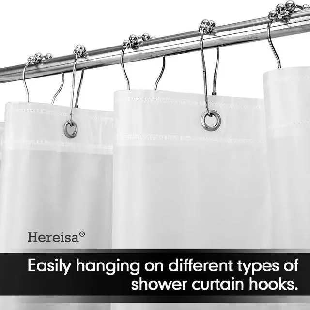 Alt view image 4 of 7 - White Shower Curtain Liner, 72" x 72" White Bathroom Shower Showroom Curtain Liner with Rustproof Metal Gromments and Weighted Magnet