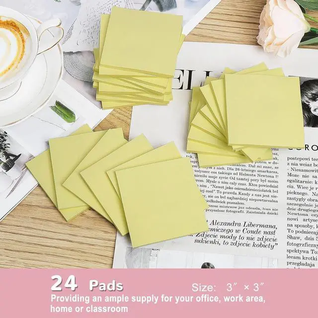 Alt view image 2 of 6 - 24 Pack Sticky Notes 3x3 in, Yellow, Self-Stick Note Pads | Strong Adhesive, Clean Removal, Recyclable, 3x3 Sticky Notes Easy to Post for Home, Office, Notebook