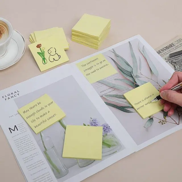 Alt view image 4 of 6 - 24 Pack Sticky Notes 3x3 in, Yellow, Self-Stick Note Pads | Strong Adhesive, Clean Removal, Recyclable, 3x3 Sticky Notes Easy to Post for Home, Office, Notebook