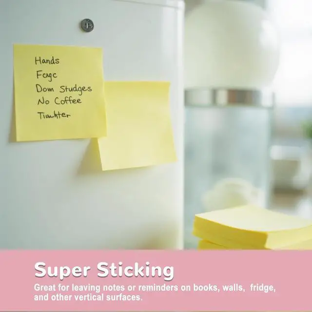 Alt view image 5 of 6 - 24 Pack Sticky Notes 3x3 in, Yellow, Self-Stick Note Pads | Strong Adhesive, Clean Removal, Recyclable, 3x3 Sticky Notes Easy to Post for Home, Office, Notebook