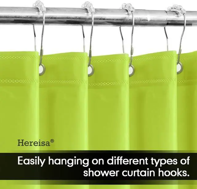 Alt view image 4 of 7 - PEVA Shower Curtain Lime Green 3G Lightweight, 72"x72" Bathroom Decor with 12 Reinforced Metal Grommets & 3 Magnets