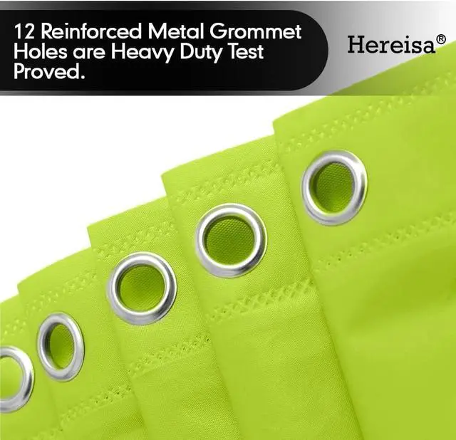 Alt view image 5 of 7 - PEVA Shower Curtain Lime Green 3G Lightweight, 72"x72" Bathroom Decor with 12 Reinforced Metal Grommets & 3 Magnets