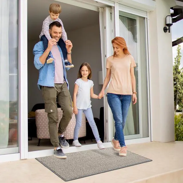 Alt view image 3 of 7 - GRANNY SAYS Front Door Mat Indoor Entrance, Indoor Doormat Non Slip Washable, Low Profile Outdoor Welcome Mat, 32" x 20" Resist Dirt Absorbent Entryway Doormat for Floor, Grey