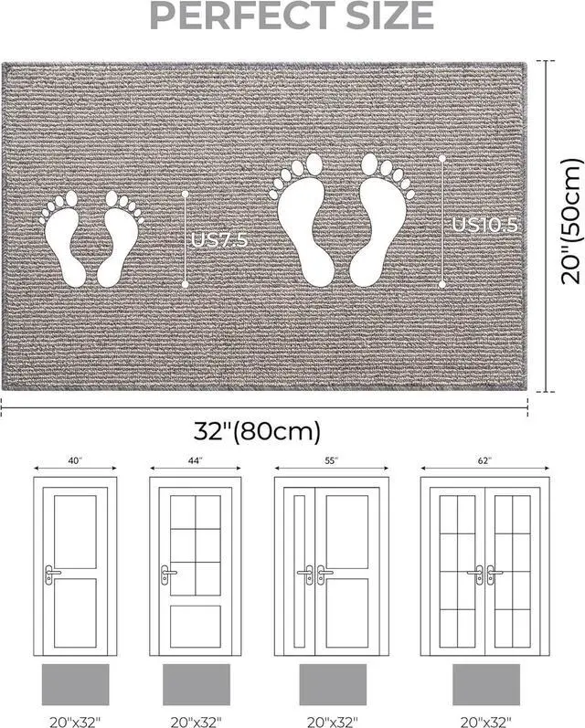 Alt view image 2 of 7 - GRANNY SAYS Front Door Mat Indoor Entrance, Indoor Doormat Non Slip Washable, Low Profile Outdoor Welcome Mat, 32" x 20" Resist Dirt Absorbent Entryway Doormat for Floor, Grey