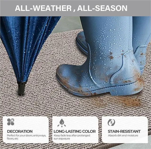 Alt view image 4 of 7 - GRANNY SAYS Front Door Mat Indoor Entrance, Indoor Doormat Non Slip Washable, Low Profile Outdoor Welcome Mat, 32" x 20" Resist Dirt Absorbent Entryway Doormat for Floor, Grey