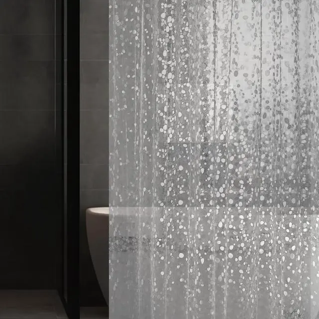 Main image of 3D Pebble Pattern Waterproof Shower Curtain Liner EVA Shower Curtain with 3 Bottom Magnets, Shower Liner for Shower Stall, Bathtubs, 72 x 72