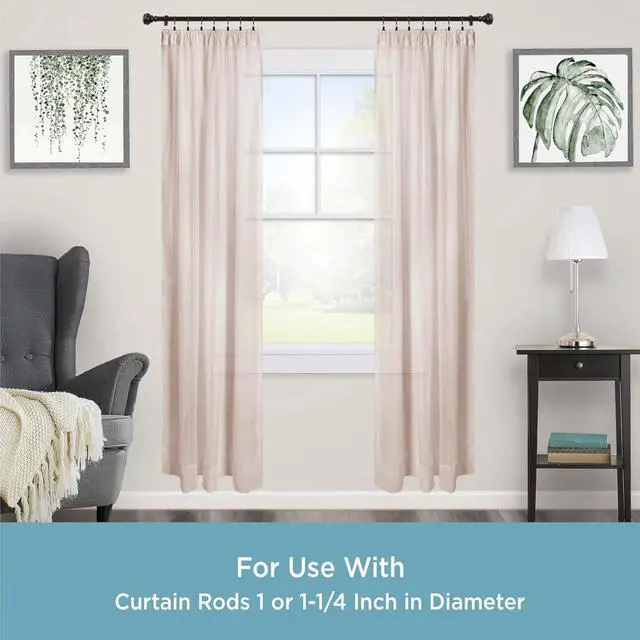 Alt view image 2 of 5 - Kenney Curtain Rings, Durable Black Metal Rings with Smooth Glide, Fits 1"1-1/4" Diameter Curtain Rods, Oil Rubbed Bronze, 14-Pack