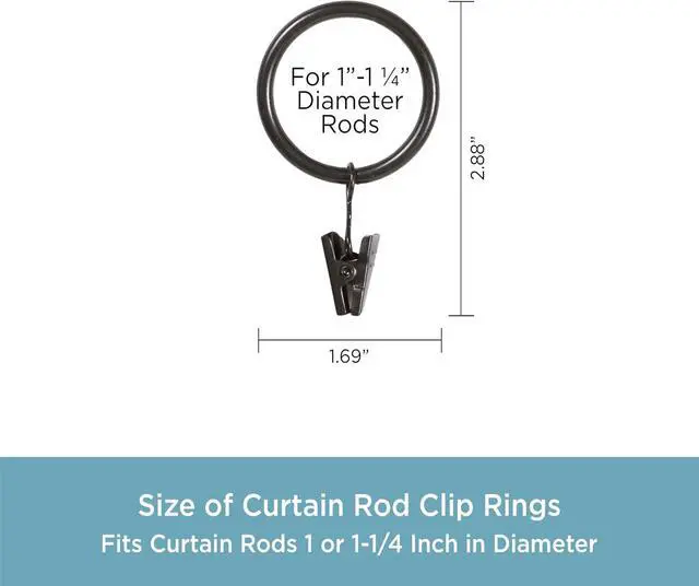 Alt view image 3 of 5 - Kenney Curtain Rings, Durable Black Metal Rings with Smooth Glide, Fits 1"1-1/4" Diameter Curtain Rods, Oil Rubbed Bronze, 14-Pack