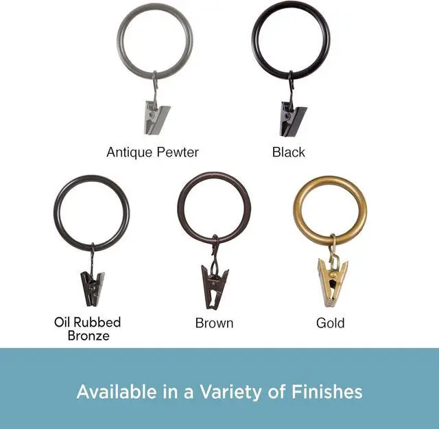 Alt view image 5 of 5 - Kenney Curtain Rings, Durable Black Metal Rings with Smooth Glide, Fits 1"1-1/4" Diameter Curtain Rods, Oil Rubbed Bronze, 14-Pack